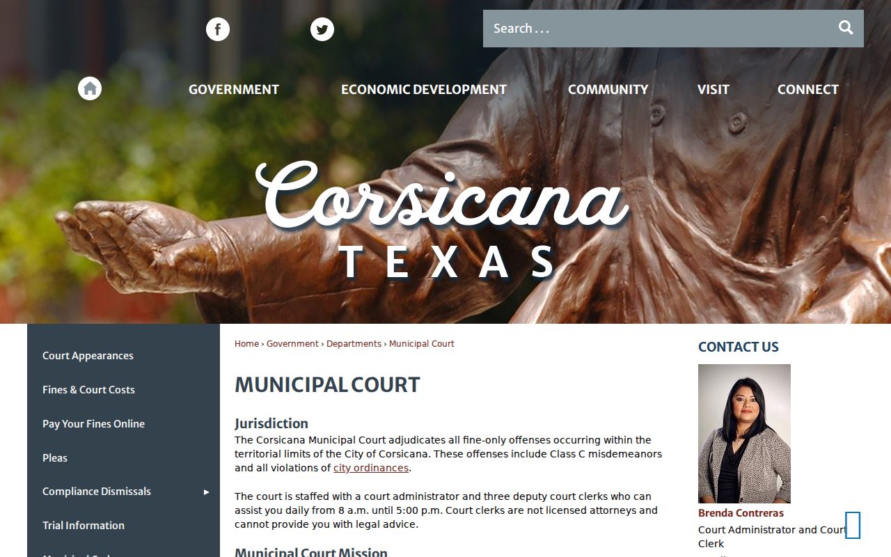 Corsicana court docket municipal jurisdiction and service page