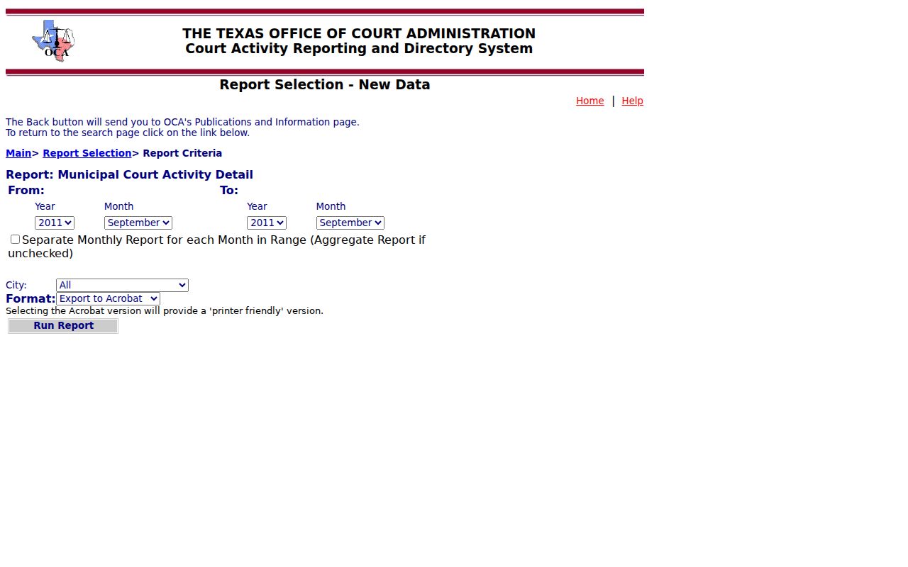 Corsicana court docket municipal activity report controls
